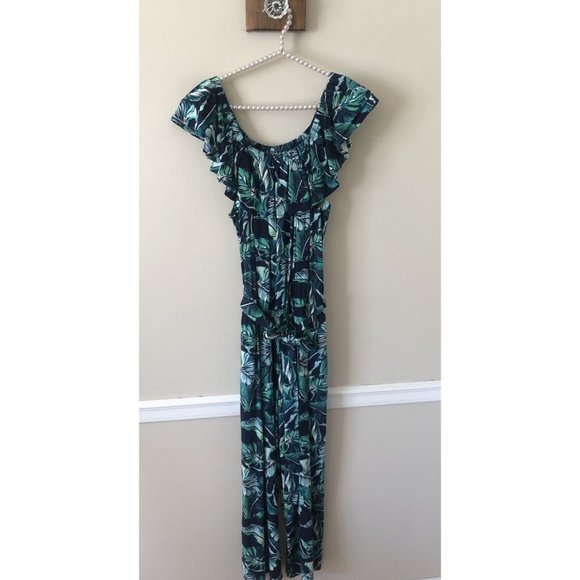Tommy Bahama Pants - Tommy Bahama Size M Breezy Palms Off The Shoulder Jumpsuit Tropical Blue Green
